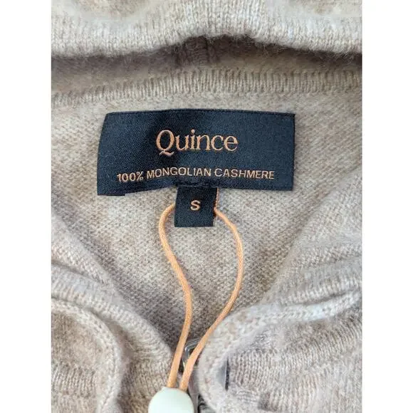 Quince Mongolian Cashmere Full Zip Hoodie Womens Small Oatmeal Neutral Cozy Lux - Picture 2 of 8